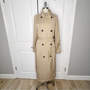 Aritiza Babatoon Tan Trench Coat Double Breasted Size Large